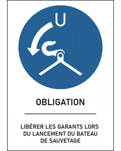 Panneau Libérer les garants lors du lancement du bateau de sauvetage