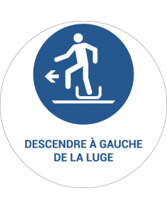 Panneau pictogramme Descendre à gauche de la luge
