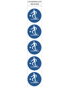 Autocollants Descendre à gauche de la luge - M050 norme iso 7010 – par Lot de 5