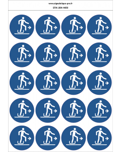 Autocollants Descendre à droite de la luge - M051 norme iso 7010 – par Lot de 20