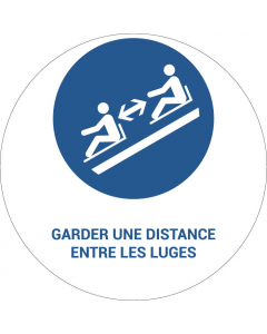 Panneau pictogramme Garder une distance entre les luges
