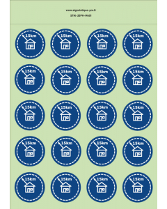 Autocollants photoluminescents  Restriction de circulation autour du domicile  - M401  norme iso 7010 – par Lot de 20