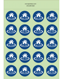 Autocollants photoluminescents  Restriction de circulation de 15km autour du domicile  - M402  norme iso 7010 – par Lot de 20