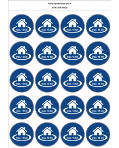 Autocollants  Restriction de circulation de 15 km autour du domicile - M402 norme iso 7010 – par Lot de 20