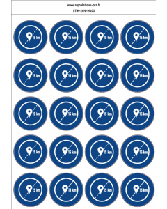 Autocollants  Autorisation de circuler jusqu'à 15km autour du domicile - M403 norme iso 7010 – par Lot de 20