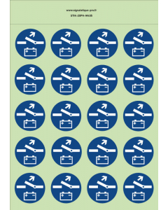 Autocollants photoluminescents Coupe circuit obligatoire  -M405  norme iso 7010 – par Lot de 20