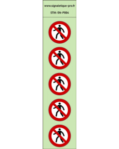 Autocollants photoluminescents Interdit aux piétons 5Ph