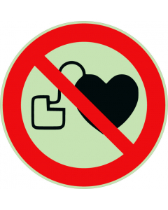 Panneau interdit aux personnes porteuses d’un stimulateur cardiaque photoluminescent