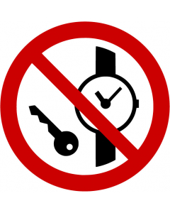 Panneau Articles métalliques ou montres interdits
