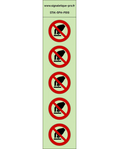 Autocollants photoluminescents Interdiction de toucher 5Ph