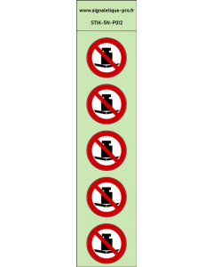 Autocollants photoluminescents Charge lourde interdite 5Ph