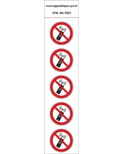 Panneau Interdiction d'activer des téléphones mobiles 5N