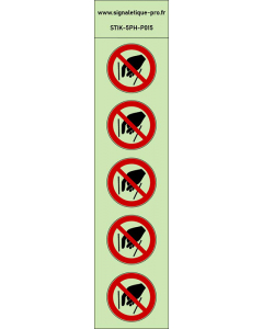 Autocollants photoluminescents Ne pas mettre la main 5Ph