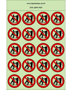 Autocollants photoluminescents Interdiction de pousser 20Ph