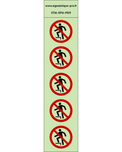 Autocollants photoluminescents Interdiction de marcher sur la surface 5Ph