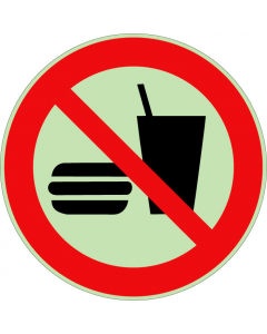 Panneau interdiction de manger ou de boire photoluminescent