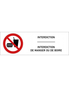 Signalétique interdiction de manger ou de boire