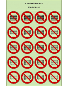 Autocollants photoluminescents Ne pas obstruer 20Ph