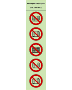 Autocollants photoluminescents Ne pas obstruer 5Ph