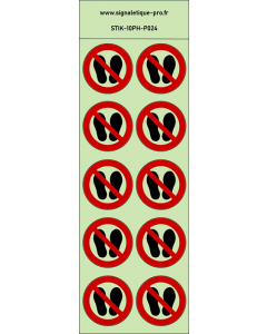Autocollants photoluminescents Ne pas marcher ou stationner à cet endroit 10Ph