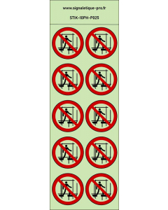 Autocollants photoluminescents Ne pas utiliser un échafaudage incomplet 10Ph