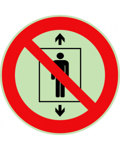 Panneau interdit d’ utiliser cet ascenseur pour des personnes photoluminescent