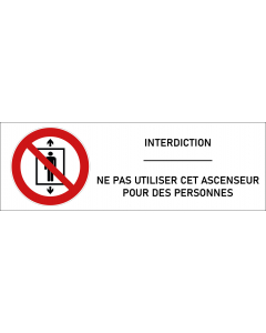 Signalétique interdiction d' utiliser l'ascenseur pour des personnes - format rectangle