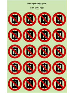 Autocollants photoluminescents Ne pas utiliser cet ascenseur pour des personnes 20Ph