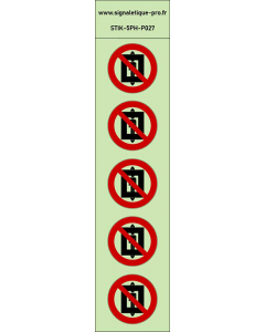 Autocollants photoluminescentsNe pas utiliser cet ascenseur pour des personnes 5Ph