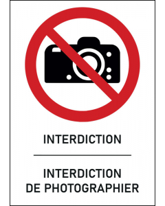 Panneau  Interdiction de photographier