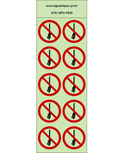 Autocollants photoluminescents Ne pas faire de nœuds avec la corde 10Ph