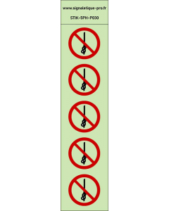 Autocollants photoluminescents Ne pas faire de nœuds avec la corde 5ph