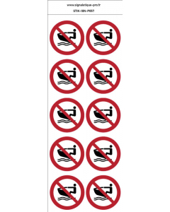 Autocollants Scooters des mers interdits - P057 norme iso 7010 – par Lot de 10