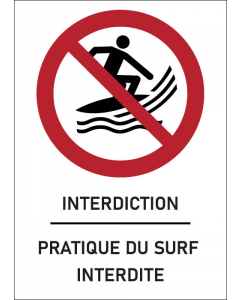 Panneau Pratique du surf interdite