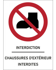 Panneau Chaussures d’extérieur interdites