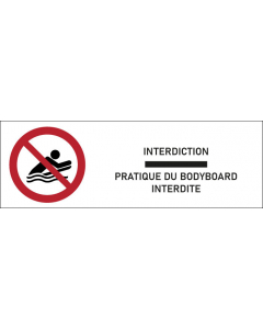 Signalétique pratique du bodyboard interdite - format rectangle