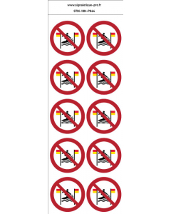 Autocollants  Pratique du surf interdite entre les drapeaux rouges et jaunes - P064 norme iso 7010 – par Lot de 10