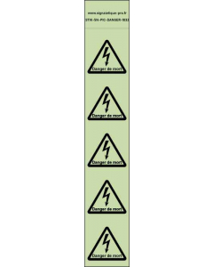 Pictogramme danger de mort électricité - Triangle jaune 3 éclairs tête de  mort