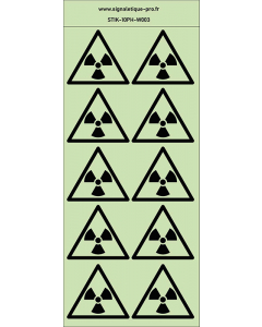 Autocollants photoluminescents Matières radioactives ou radiations ionisantes 10Ph