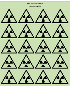 Autocollants photoluminescents  Matières radioactives ou radiations ionisantes 20Ph