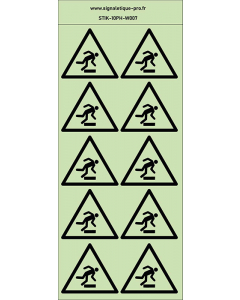 Autocollants photoluminescents Trébuchement 10Ph