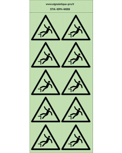 Autocollants photoluminescents  Chute avec dénivellation 10Ph