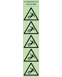 Autocollants photoluminescents  Chute avec dénivellation 5Ph