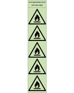 Autocollants photoluminescents  Matières inflammables 5Ph