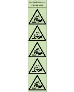 Autocollants photoluminescents Substances corrosives 5Ph