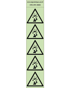 Autocollants photoluminescents Chute d'objets 5Ph