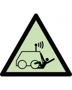 Panneau de danger blessures causées par des véhicules automatisés ou télécommandés photoluminescent