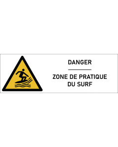 Signalétique danger zone de pratique du surf