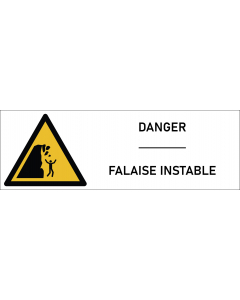 Signalétique danger falaise instable