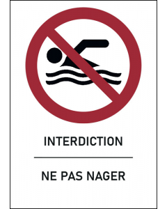 Panneau Ne pas nager 